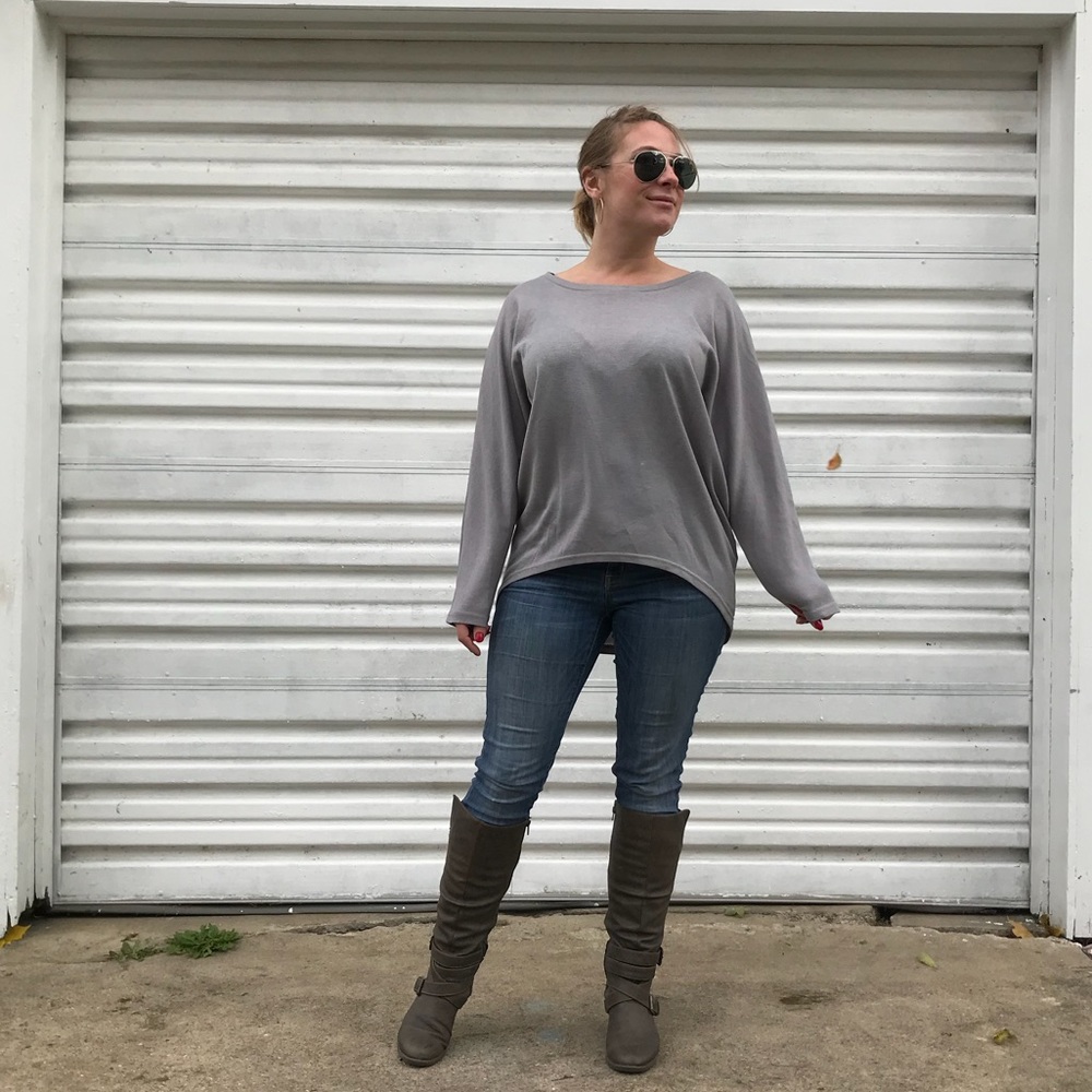 NWT Gray Zanzea Collection Oversized Knit Sweater - Picture 2 of 8